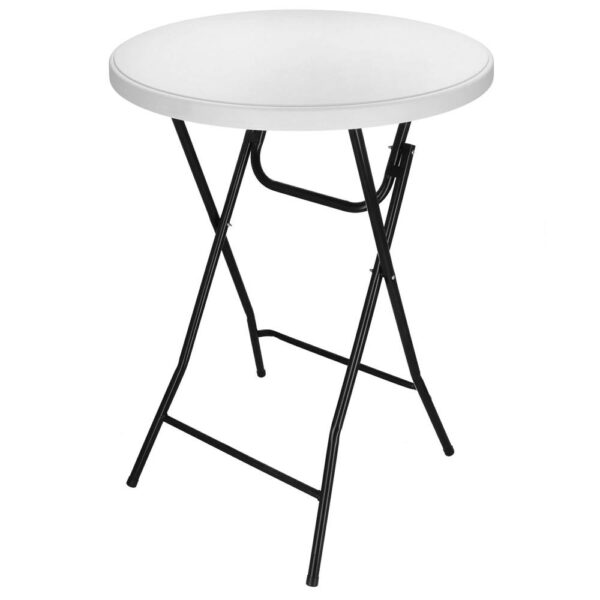 Masa catering profesionala pentru evenimente, inalta, cu picioare metal pliabile, rotunda, d 80 cm, h 110 cm, alb - Image 7