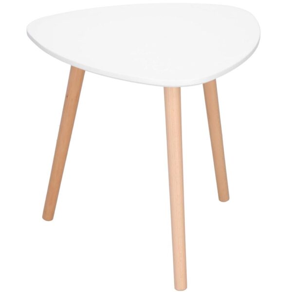 Dohányzóasztal, ovális, átmérő 50 cm, magasság 48 cm, MDF lap, fa lábak, Fehér - Image 9