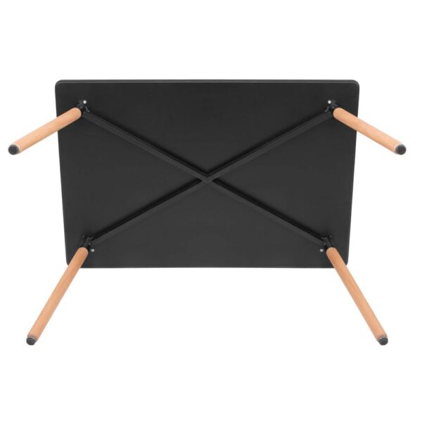 Konyhai étkezőasztal, téglalap alakú, 120x80x74 cm, MDF lap, fa lábak, Fekete - Image 8
