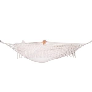 Kétszemélyes függőágy rojtokkal és 2 párnával, 200kg, 200×150 cm, bézs