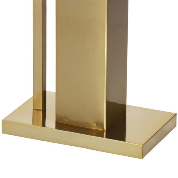 Stand cu perie WC si suport hartie igienica, metal si bambus, 67cm, auriu - Image 8