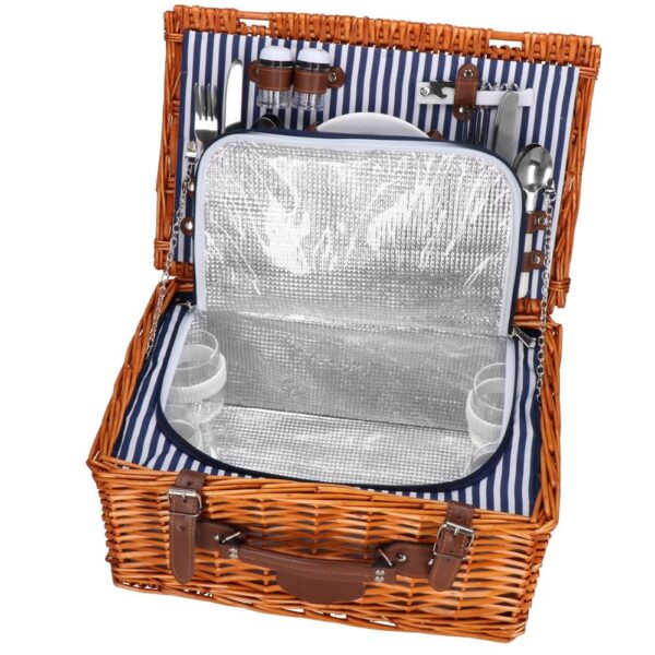 Cos de picnic echipat pentru 4 persoane Deluxe, din rachita, cu vesela si tacamuri, frigorific - Image 9
