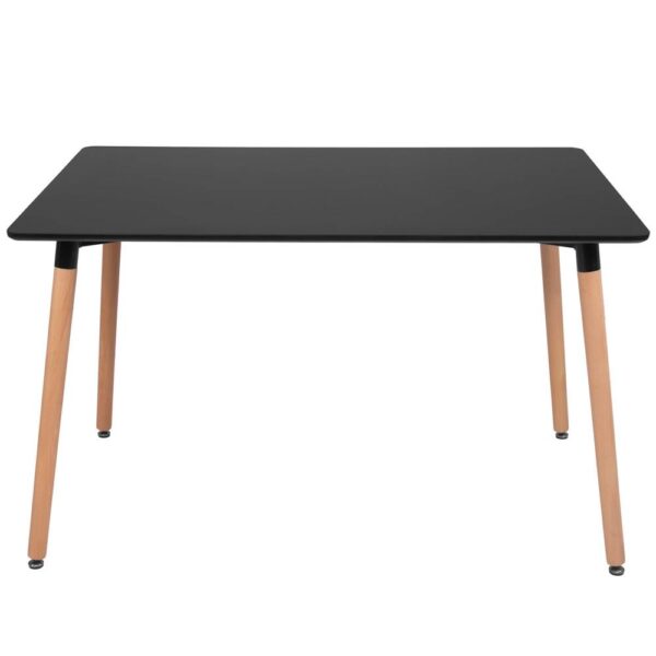 Konyhai étkezőasztal, téglalap alakú, 120x80x74 cm, MDF lap, fa lábak, Fekete - Image 9