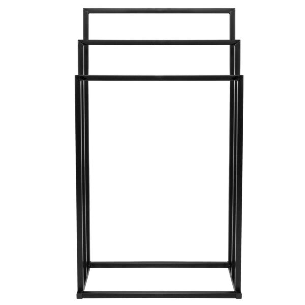 Suport metalic de baie pentru prosoape, cu 3 standuri, 84 cm, negru - Image 9