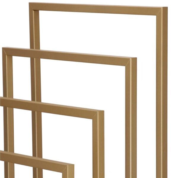 Suport metalic de baie pentru prosoape, cu 4 standuri, 96 cm, auriu mat - Image 10