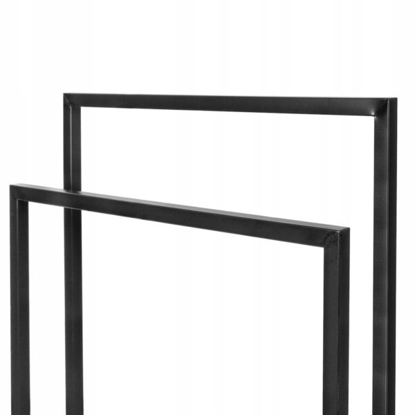 Fém fürdőszobai törölközőtartó, 2 állvánnyal, 84 cm, fekete - Image 8