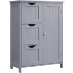 VASAGLE Fürdőszoba szekrény, MDF-ből, 3 fiókkal, állítható polccal, 30x60x81cm, szürke