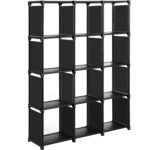 SONGMICS Moduláris tárolópolc 12 kockával, textil, személyre szabható, 30x105x140 cm, fekete