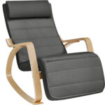 SONGMICS Fa hintaszék, állítható lábtartóval, legfeljebb 150 kg teherbírással, 67x122x84 cm, sötétszürke színben