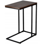 Dohányzóasztal, acél vázzal, ipari stílusú, 30x48x59 cm, rusztikus barna