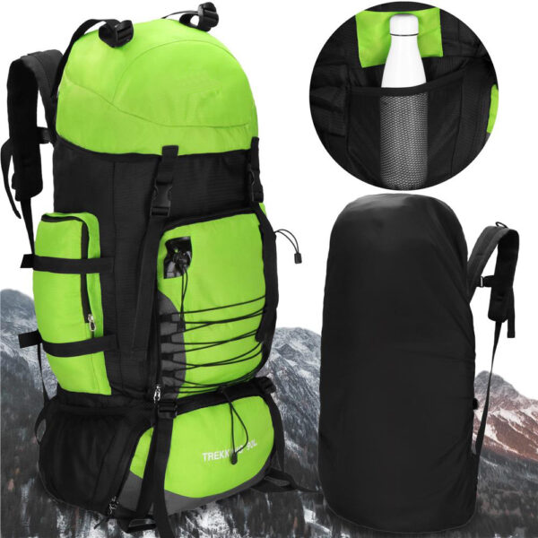 Katonai taktikai hátizsák túrázáshoz, esővédővel, 90 liter, 25 kg, 85x38x26 cm, zöld fekete - Image 2