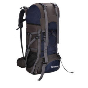 Katonai taktikai hátizsák túrázáshoz, esővédővel, 90 liter, 25 kg, 74x32x20 cm, kék szürke