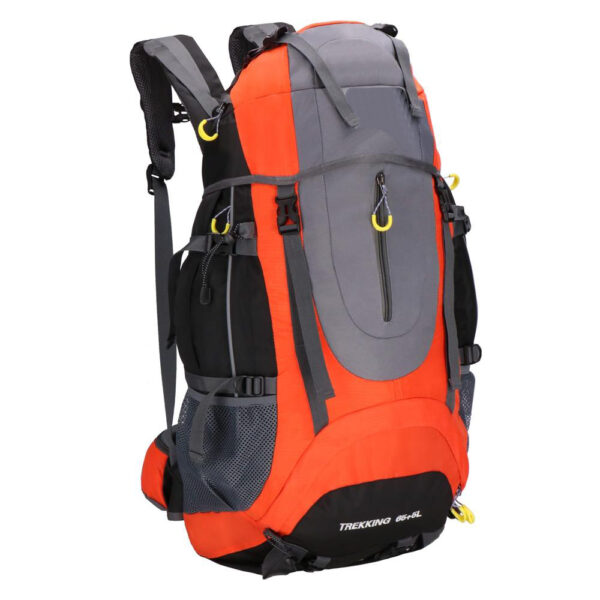 Katonai taktikai hátizsák túrázáshoz, esővédővel, 70 liter, 25 kg, 68x35x20 cm, narancssárga szürke - Image 2