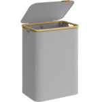 SONGMICS Textil szennyeskosár, összecsukható, 2 kivehető rekesszel, 130L, 52x39x71 cm, szürke