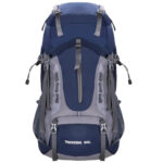 Katonai taktikai hátizsák túrázáshoz, esővédővel, 60 liter, 25 kg, 70x40x24 cm, kék szürke