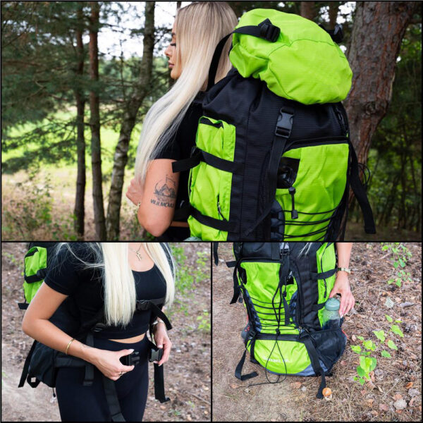 Katonai taktikai hátizsák túrázáshoz, esővédővel, 90 liter, 25 kg, 85x38x26 cm, zöld fekete - Image 19