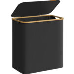 SONGMICS Textil szennyes kosár, összecsukható, 3 kivehető rekesszel, 150L, ​​60x39x71 cm, fekete