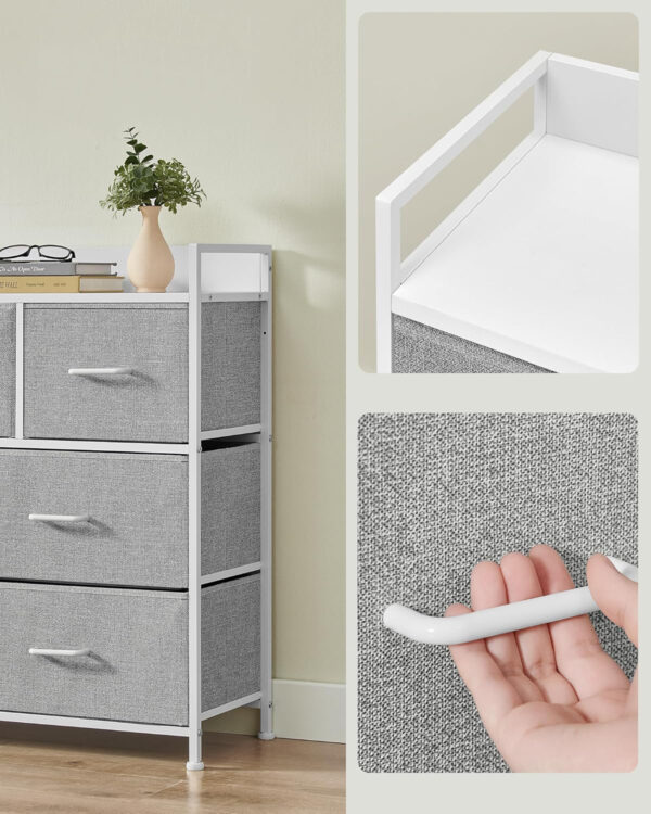SONGMICS komód fém kerettel és 7 szövet fiókkal, 29x98x85 cm, szürke és fehér - Image 9
