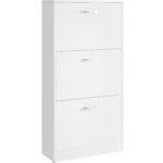 VASAGLE Cipős szekrény 2 összecsukható ajtóval, 12-18 párnak, 60x24x120 cm, fehér