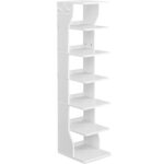 VASAGLE Cipőtartó polc keskeny helyekre, 6 szintes, 30x26x110 cm, fehér