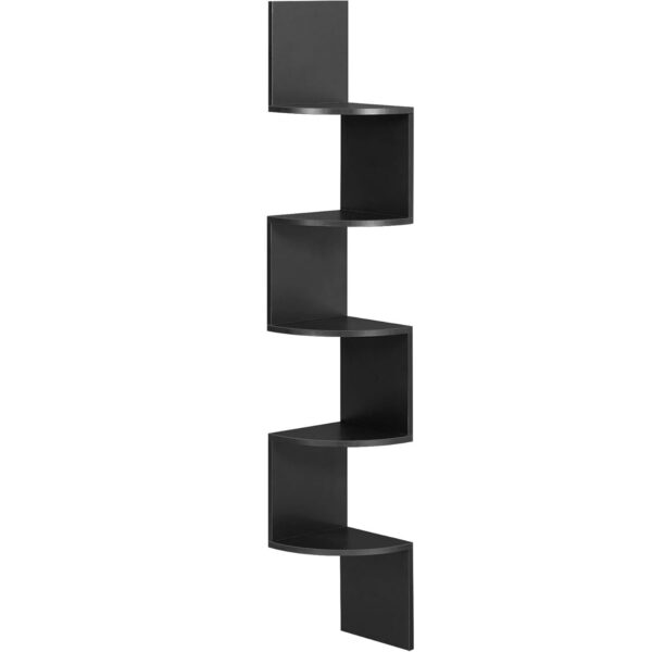 VASAGLE Lebegő sarokpolc 5 szinten, fa, 20x20x128cm, fekete - Image 5