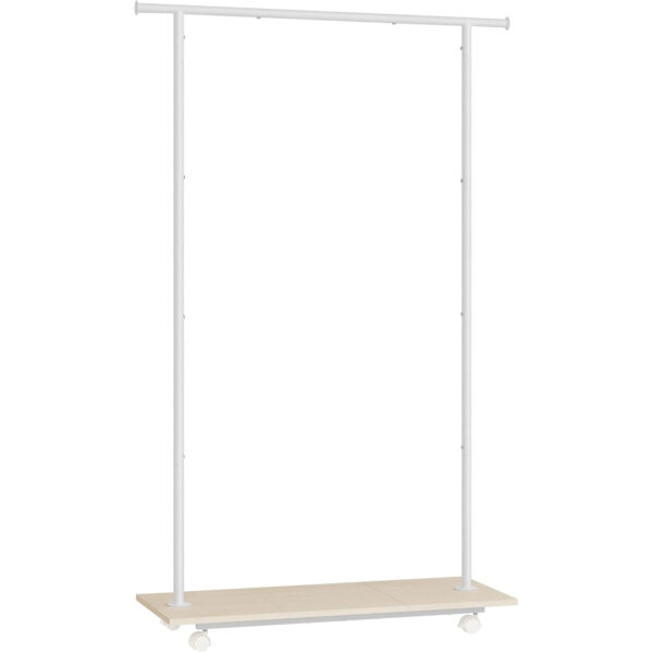 SONGMICS Ruhatartó függesztősínnel és alsó polccal, kerekeken, 35x99x160 cm, fehér