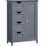 VASAGLE Fürdőszoba szekrény, MDF-ből, 4 fiókos, állítható polccal, 30x55x82 cm, szürke