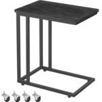 VASAGLE Dohányzóasztal, acél vázzal és kerekekkel, ipari stílusú, 35x50x60 cm, fekete