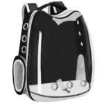 Kis-közepes állatszállító hátizsák, maximum 12 kg, átlátszó panoráma ablak, oldalzsebek, fekete