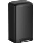 SONGMICS Acél pedálos szemetes, belső vödörrel és soft-close rendszerrel, 30 liter, fekete