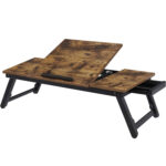 SONGMICS Összecsukható és állítható ágyasztal laptophoz, 71x35x23 cm, barna