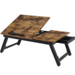 SONGMICS Összecsukható és állítható laptopasztal ágyhoz, 55x35x23 cm, barna