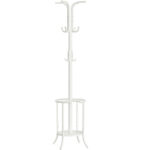 SONGMICS Cuier pentru haine, cu suport de umbrele, 12 agatatori, 175 cm, alb