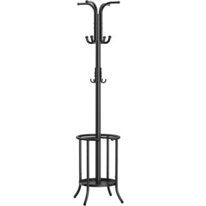 SONGMICS vállfa, esernyőtartóval, 12 akasztó, 175 cm, fekete