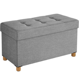 SONGMICS Összecsukható zsámoly puha ülőfelülettel, tárolóhellyel, maximum 300 kg, 76x38x40 cm, szürke