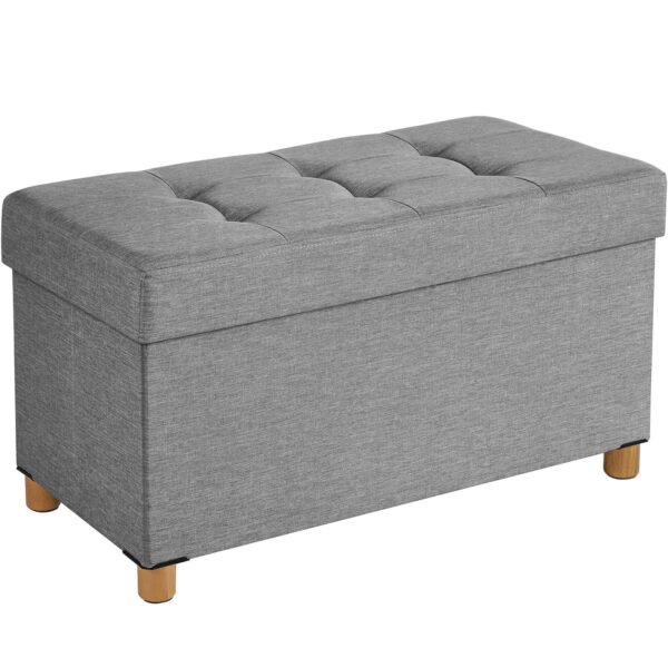 SONGMICS Összecsukható zsámoly puha ülőfelülettel, tárolóhellyel, maximum 300 kg, 76x38x40 cm, szürke