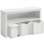 VASAGLE komód játéktárolóval, 3 mobil szekrény, 102x30x60 cm, fehér