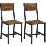 VASAGLE 2db nappali szék szett, háttámlával, ipari stílusú, 37x50x87 cm, rusztikus barna