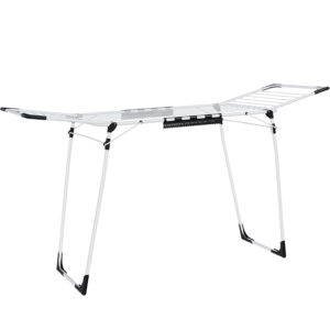SONGMICS Összecsukható ruhaszárító, 18 méteres ruhaszárító kapacitás, 57x173x97 cm, fehér