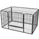 FEANDREA Kutya toll vas panelekből, ajtóval, XXL, 120x80x70 cm, szürke