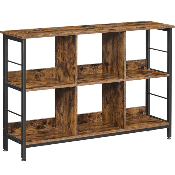 VASAGLE Biblioteca, raft cu 6 unitati de depozitare, din lemn, 33x120x80 cm, maro rustic