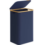 SONGMICS Textil szennyeskosár, összecsukható, kivehető rekesszel, 90L, 42x32x71 cm, kék