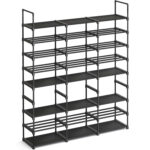 SONGMICS Raft pentru pantofi metalic, personalizabil, pana la 48 perechi, 30x129x158 cm, negru