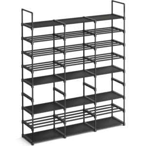SONGMICS Raft pentru pantofi metalic, personalizabil, pana la 48 perechi, 30x129x158 cm, negru
