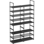 SONGMICS Raft pentru pantofi metalic, personalizabil, pana la 32 perechi, 30x87x158 cm, negru