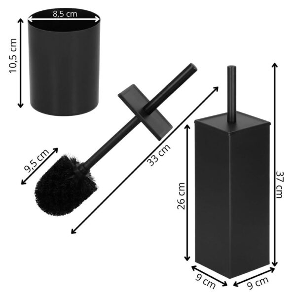 Perie WC cu rezervor detasabil si capac, din metal, 37 cm, negru - Image 3