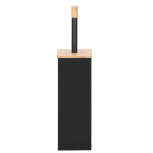 WC kefe levehető tartállyal és fedéllel, fémből és bambuszból, 40 cm, fekete