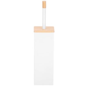 WC kefe levehető tartállyal és fedővel, fémből és bambuszból, 40 cm, fehér