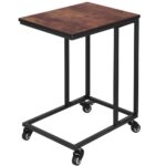 Dohányzóasztal, acél vázzal és kerekekkel, ipari, 35x50x66 cm, wenge barna