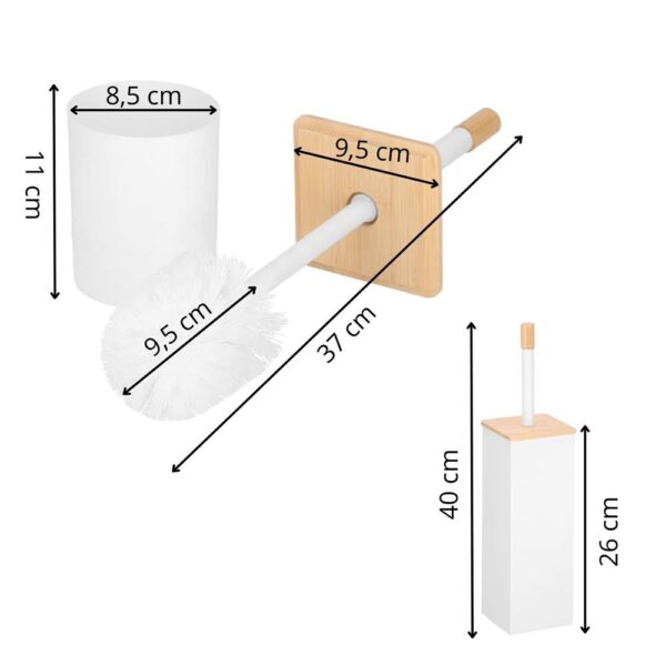 WC kefe levehető tartállyal és fedővel, fémből és bambuszból, 40 cm, fehér - Image 12
